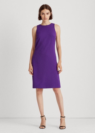 Vestidos Ralph Lauren Mujer Morados - Snap-Trim Crepe Shift - OZATQ9635